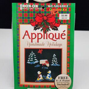 Iron-On Shirt Embellishment Kit Christmas Penguins Mailbox Trees Bird